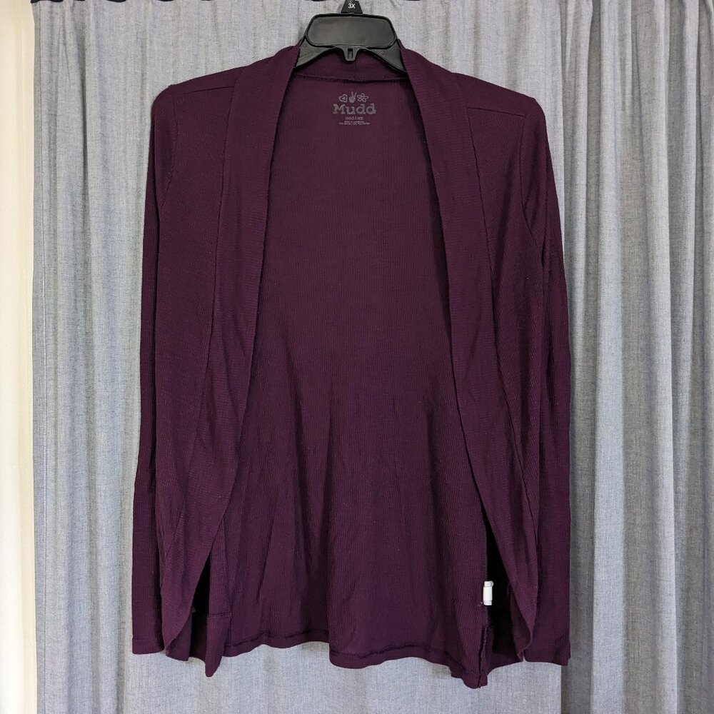 VTG Mudd Cardigan Women's M Purple Open Front Roll Tab Sleeves Y2K Whimsigoth